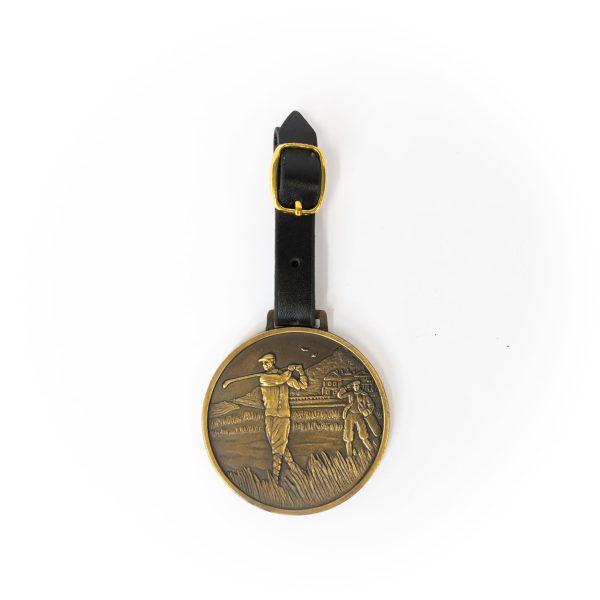 2.5  Antique Gold Casted Golf Tag on Strap 2