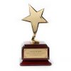 6.5  Trophy Gold Metal Star on Square Rosewood Base 1