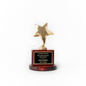 7.5  Gold Metal Star on Round Rosewood Base 1