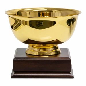 10 Gold Bowl on Wood Base 1