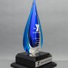 14  Art Glass Blue Tear Drop on Black Wooden Base 2 scaled