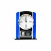 6.25  Black and Blue Glass Clock w Blk Silver Plate 1