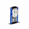 6.25  Black and Blue Glass Clock w Blk Silver Plate 2