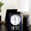 6.25  Black and Blue Glass Clock w Blk Silver Plate 3 scaled