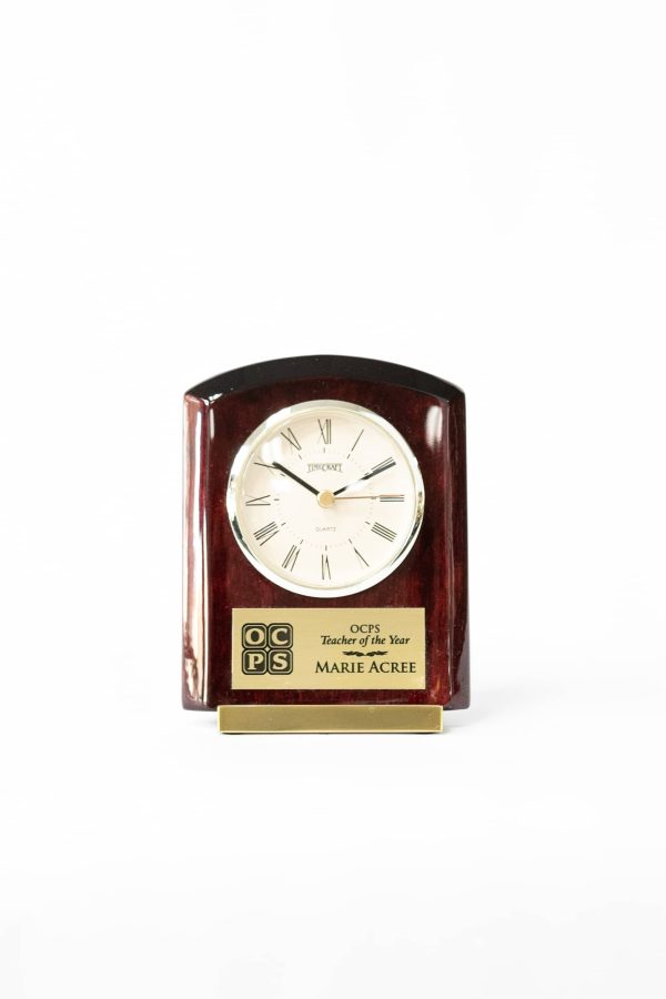 6  Piano Wood Clock on Metal Base 2526G 1