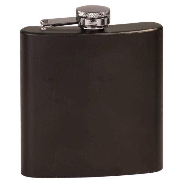 6oz Black Flask with Silver Engraving 2