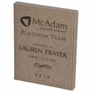 8 X10  Light Brown Leatherette Plaque 3 1