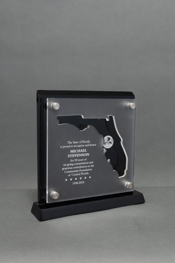 Acrylic Clear Blk Florida Cut Out Stand Up Plaque 01 scaled