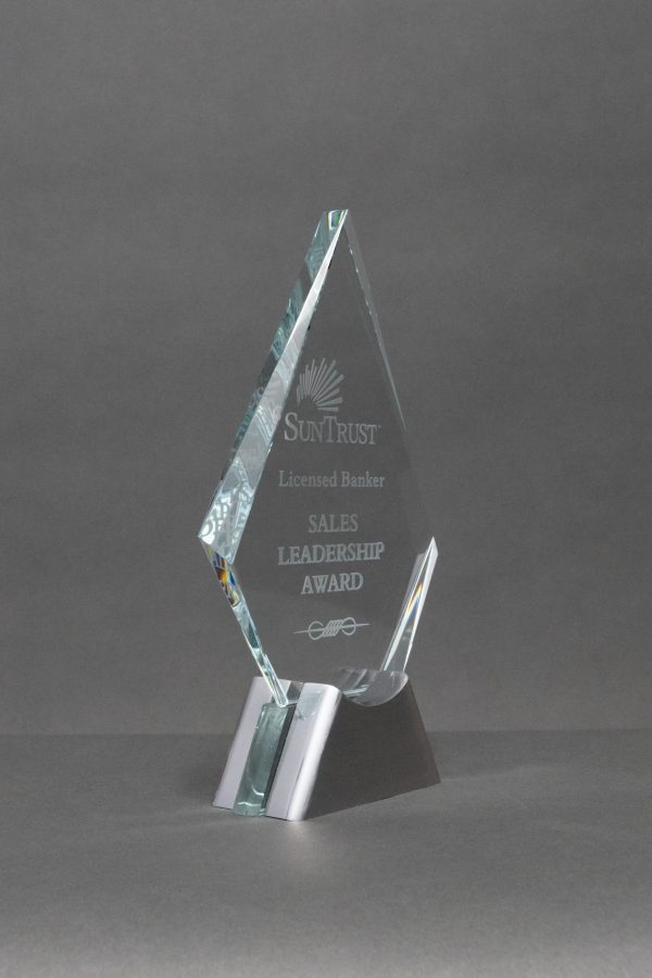 Starphire Award Clear Crystal w Silver Base 02